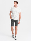 Men's denim shorts with rolled up legs - gray V3 OM-SRDS-0134