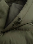 Pánská prošívaná bunda bomber s vysokým límcem - tmavě olivově zelená V3 OM-JALP-0140