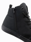 Men's ankle sneakers shoes with decorative tabs - black V4 OM-FOSH-0176