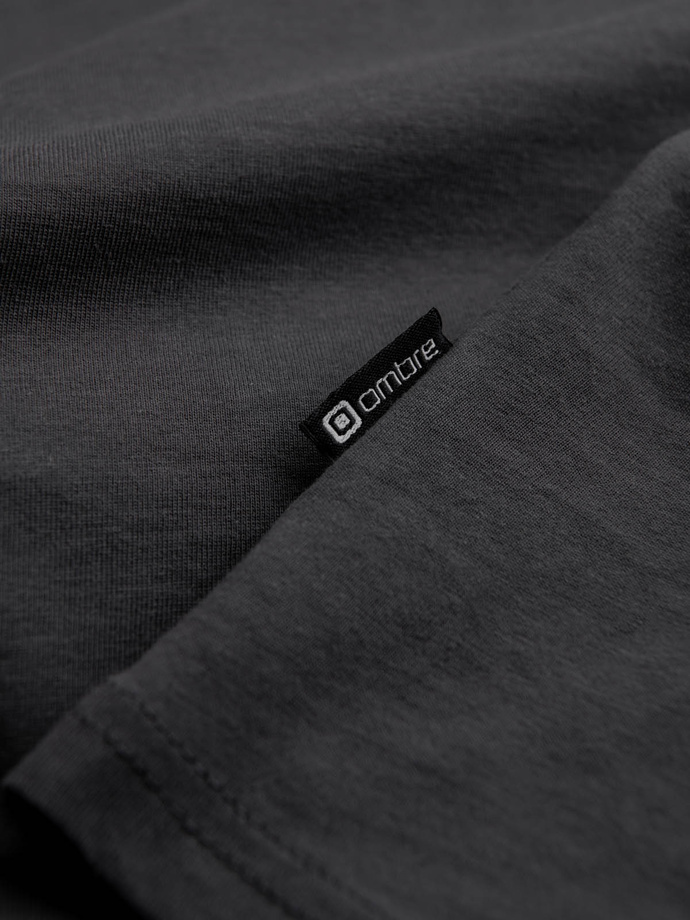 Pánské tričko BASIC s dlouhým rukávem a kulatým výstřihem - grafitová V6 OM-LSBL-0106