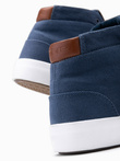 Men's high-top sneakers in cotton canvas - dark blue V1 OM-FOTH-0156