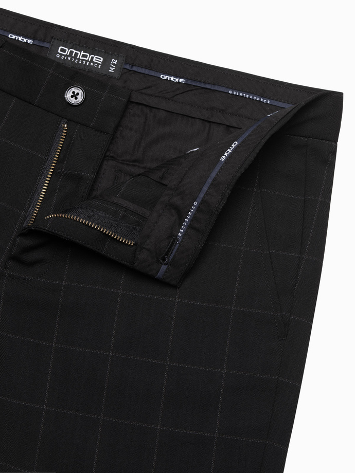 Men's pants with a classic cut in a delicate check - black V5 OM-PACP-0187