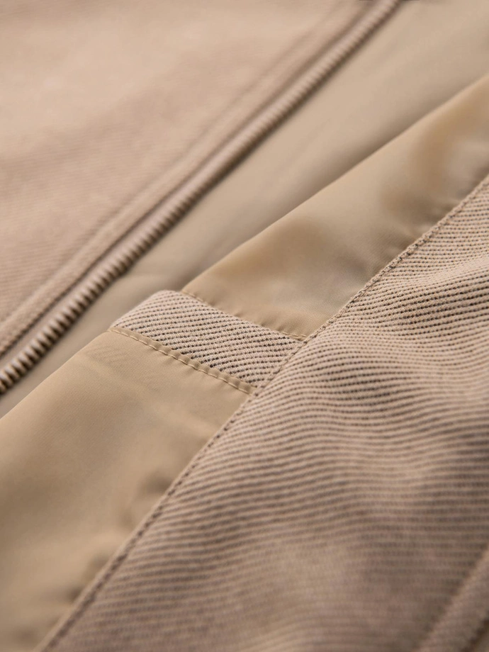 Men's raglan sleeve bomber jacket - warm beige V2 OM-JANP-0159