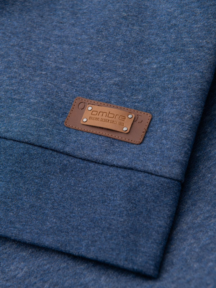 Pánská mikina s kapucí na knoflíky - tmavě modrá melanž V1 OM-SSZP-0186