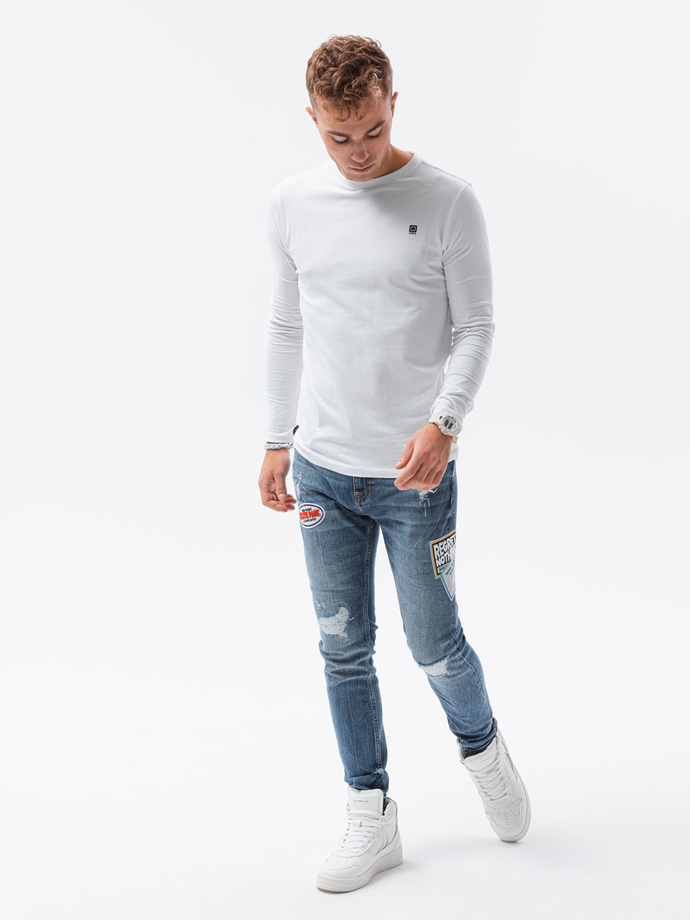 Men's plain longsleeve L135 - white V1