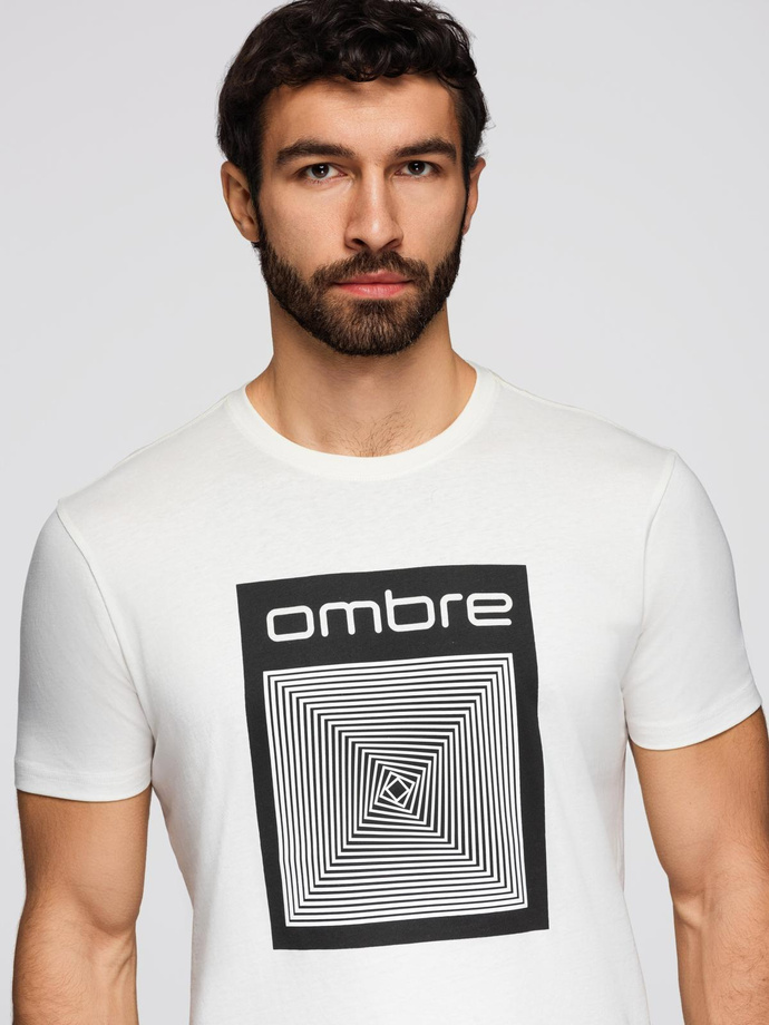 Men's cotton t-shirt with double printed logo - white V1 OM-TSPT-0211 