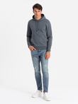 BASIC men's cotton kangaroo hooded sweatshirt - graphite V11 OM-SSBN-0161