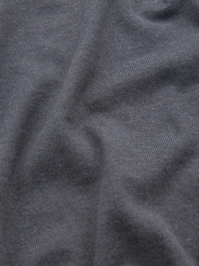 BASIC pánsky klasický viskózový sveter s okrúhlym výstrihom - sivý melír V1 OM-SWBS-0106