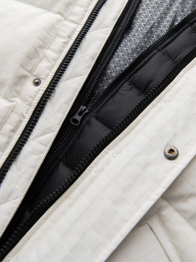 Outdoorová dlhá pánska bunda parka - biela V1 OM-JALJ-0201
