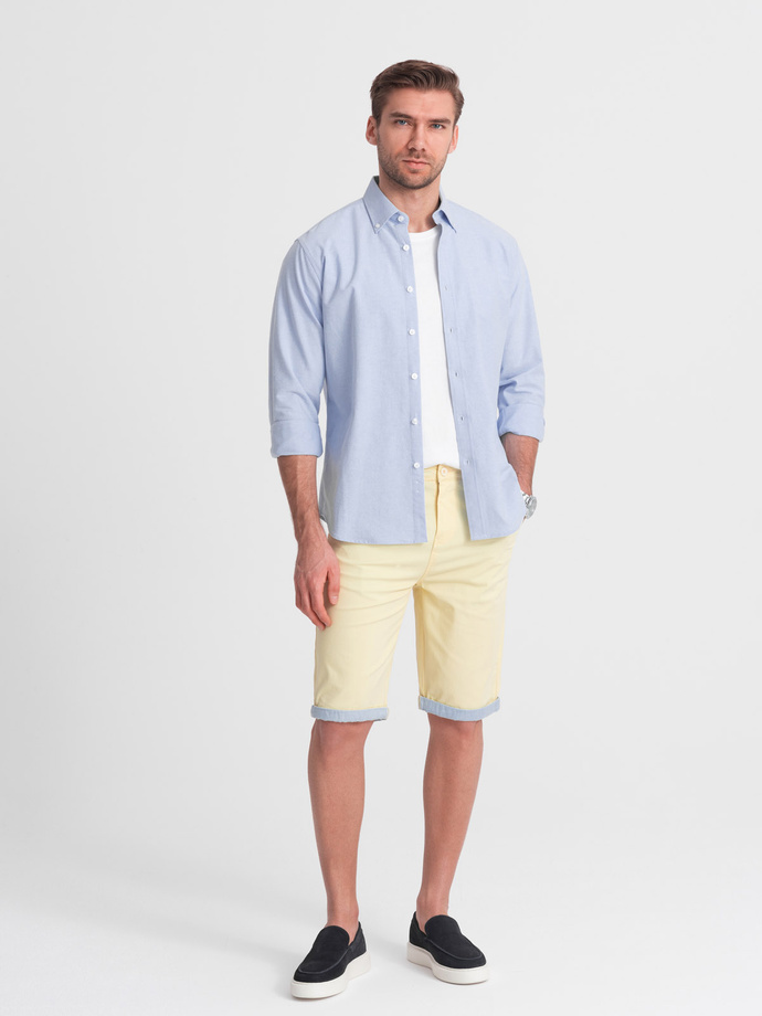 Men's chinos shorts with contrasting turn-up - yellow V7 W421