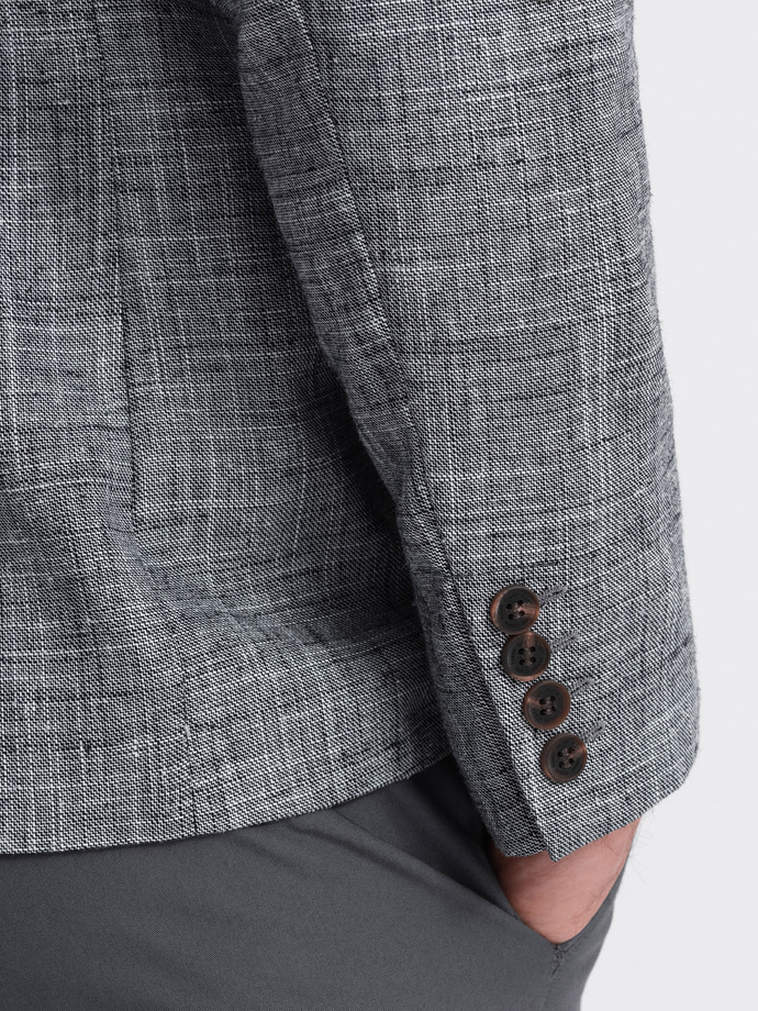 Men's REGULAR cut jacket with linen - graphite V5 OM-BLZB-0128