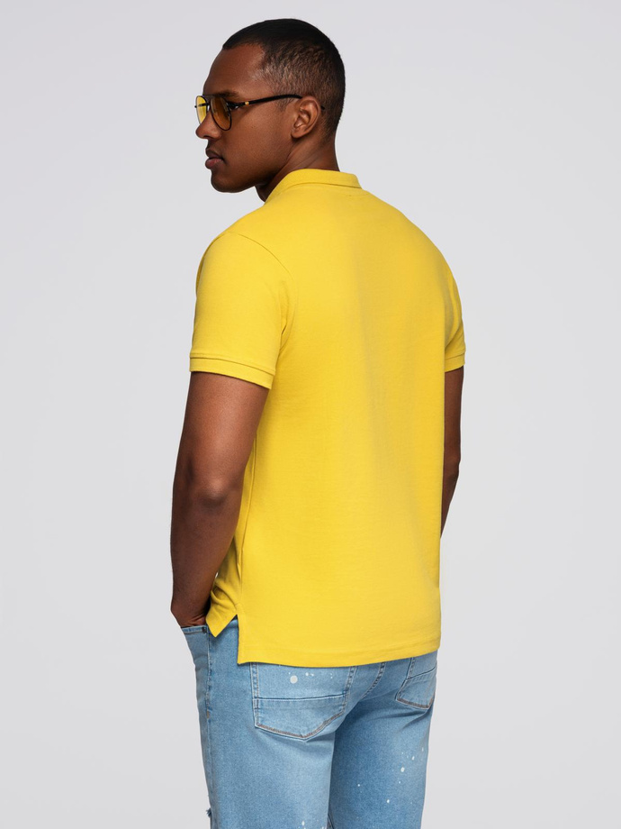 Tricou polo bărbătesc din tricot piqué - galben S1374
