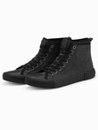 Men's high-top sneakers with decorative upper - graphite V4 OM-FOTH-0158
