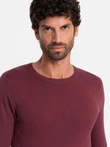 BASIC men's viscose classic sweater with round neckline - maroon V11 OM-SWBS-0106