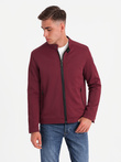 Men's BIKER jacket in structured fabric - maroon V2 OM-JANP-0138