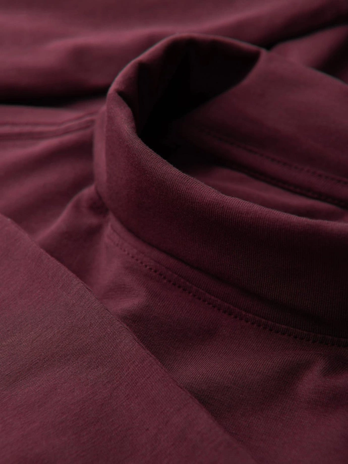 Pánský hladký rolák s dlouhým rukávem - vínový V6 OM-LSCL-0130