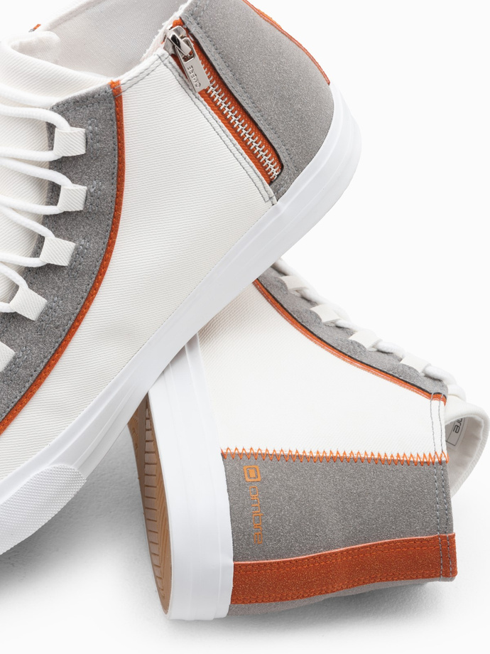 Pánské kontrastní tenisky - bílé V1 OM-FOTH-0140