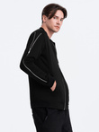 Men's bomber jacket with decorative zips on sleeves AMSTERDAM - black B1367