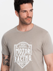 Tricou bărbătesc imprimat stil motocicletă - cenușă V3 OM-TSPT-0125