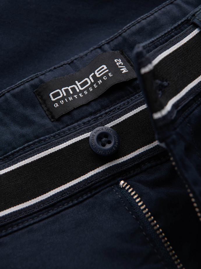 Pantaloni chino pentru bărbați cu talie decorativă - albastru marin V2 OM-PACP-0118