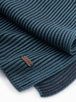 Knitted men's two-tone striped scarf - navy blue and sea V2 OM-ACSF-0114