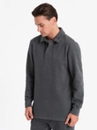 Men's tracksuit set sweatshirt with polo collar + pants - graphite melange V1 Z71