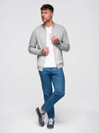 Men's pique knit bomber jacket - gray V4 OM-SSZP-0238