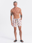 Pantaloni scurți de baie pentru bărbați cu imprimeu colorat - alb V2 OM-SRBS-0140