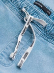 Men's JOGGERS denim pants with wash effect - light blue V1 OM-PADJ-0267