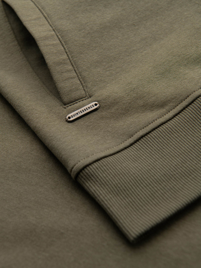 Bavlněná pánská mikina bomber na zip - khaki V1 OM-SSZP-0215