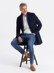 Men's classic single-breasted coat - navy blue V1 C432