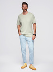 Men's waffle-textured T-shirt with round neckline - pistachio V4 OM-TSCT-0197