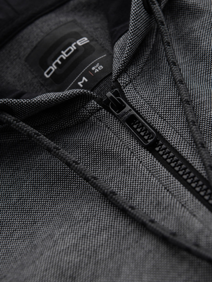 Pánska mäkko štruktúrovaná mikina s kapucňou - čierna V1 OM-SSZP-0191