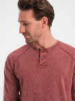 Men's washed henley longsleeve with raglan sleeves - Brick Grey V3 OM-LSWL-22FW-001