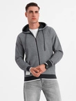 Men's softly structured hooded sweatshirt - black V1 OM-SSZP-0191