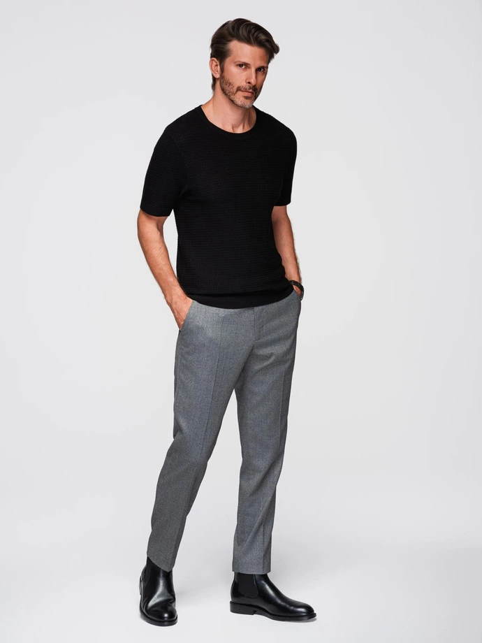 Men's structured knitted t-shirt - black V3 OM-TSCT-0253