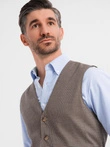 Jacquard casual men's vest without lapels - brown V1 OM-BLZV-0111