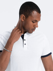 Men's collarless polo t-shirt - white V1 S1381