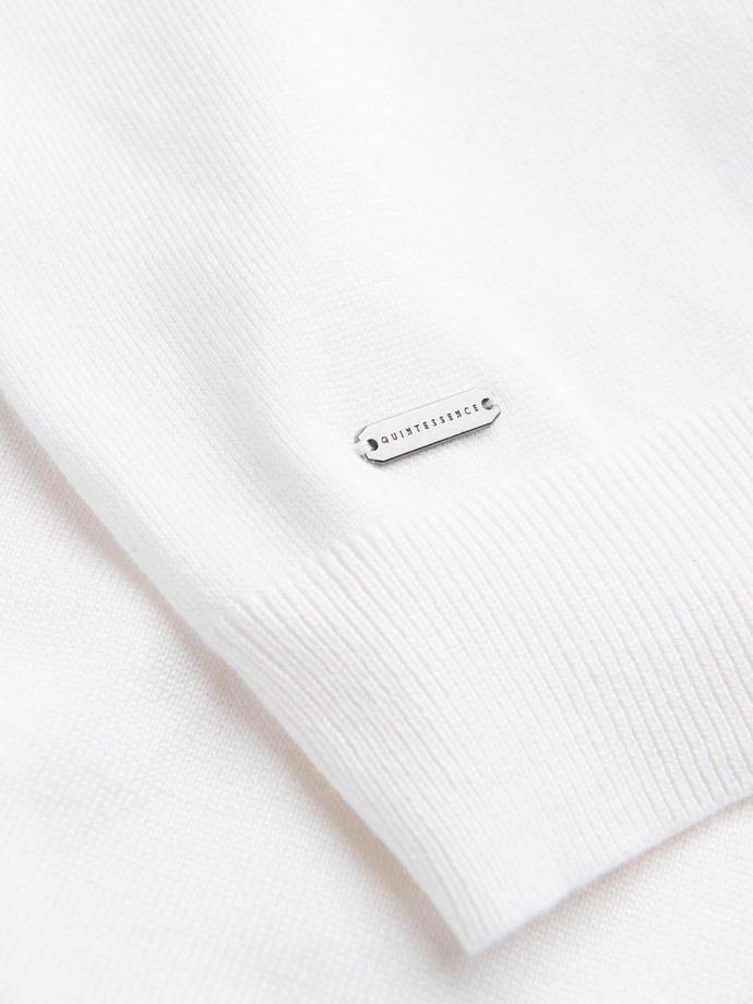 Pánska polokošeľa z mäkkého úpletu s kontrastnými pruhmi - biela V1 OM-POSS-0118