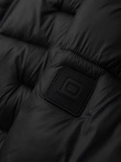 Men's quilted puffer jacket with hood - black V1 OM-JAHP-0235