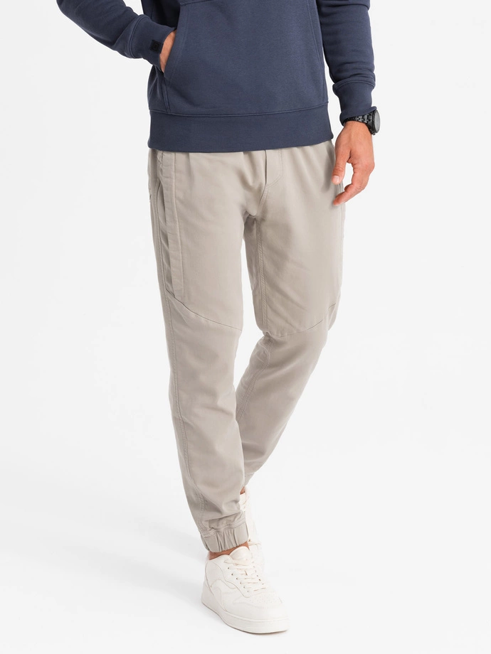 Men's knit joggers with pleats - ash V1 OM-PAJO-0202