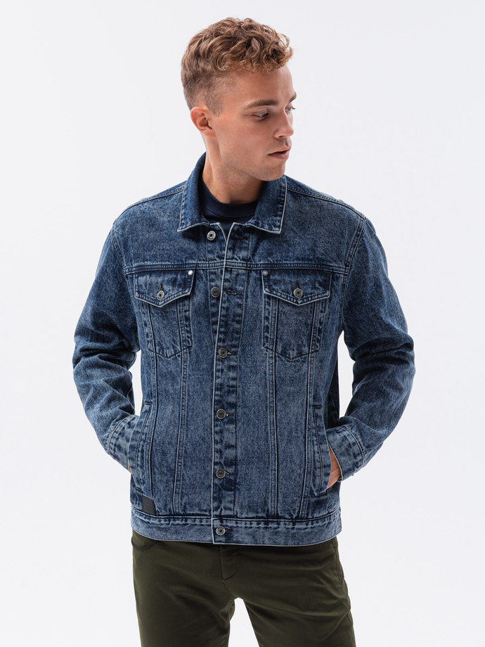 Jachetă katana din denim pentru bărbați - denim închis OM-JADJ-0123