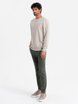 Men's mélange sweatshirt with embroidered logo - beige V2 OM-SSNZ-0163
