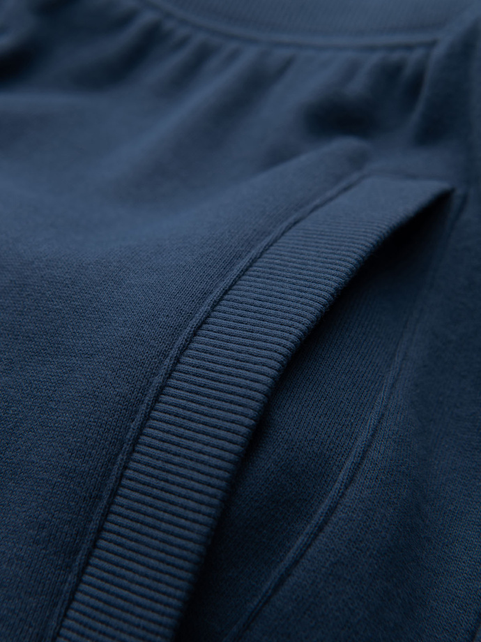 Men's knit shorts with drawstring and pockets - dark blue V4 OM-SRBS-0139