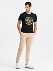 Pánske bavlnené tepláky BASIC joggers - béžové V6 OM-PABS-0174