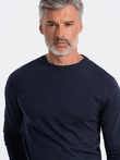 BASIC men's longsleeve with round neckline - navy blue V2 OM-LSBL-0106