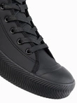 Men's high top sneakers with zipper for easy donning - black V1 OM-FOTH-0184