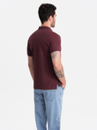 Men's BASIC single-color pique knit polo shirt - maroon V10 OM-POBS-0100