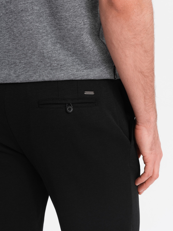 Pánské strukturované pletené šortky SLIM FIT - černé V2 OM-SRCS-0126