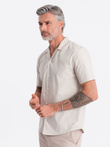 Men's short sleeve shirt with Cuban collar - cream V7 OM-SHSS-0168